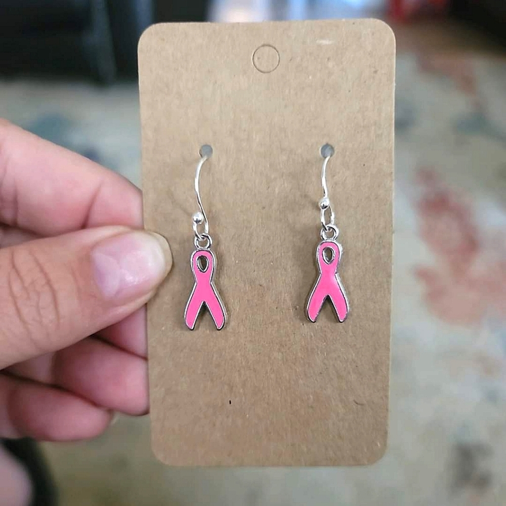 Breasts Cancer Ribbon Earrings